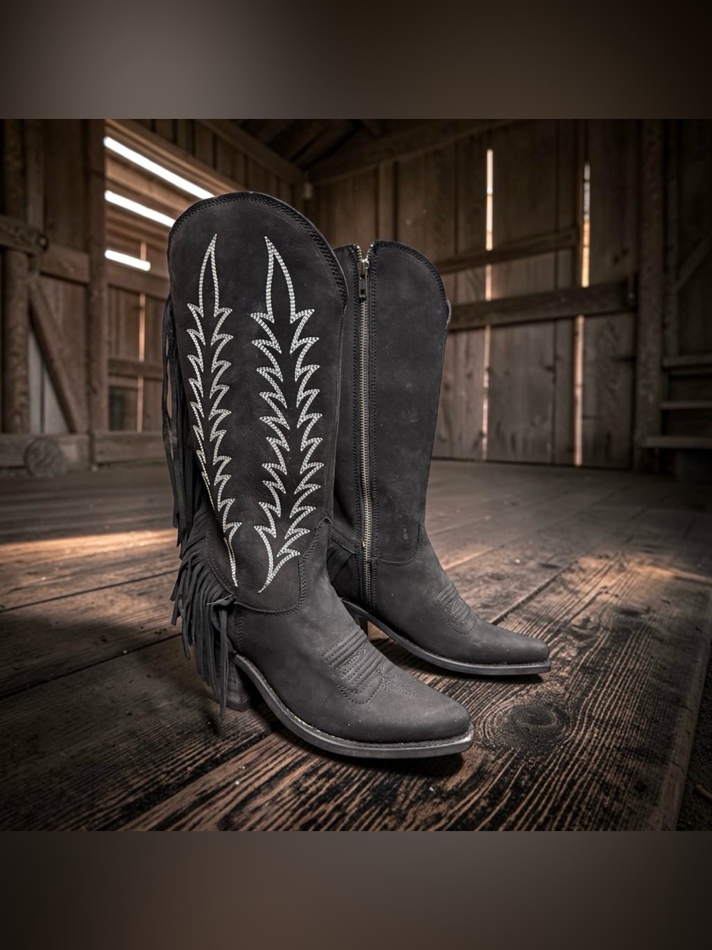Liberty Black Fringe Benefits Western Boots Nobuck Negro LB713422